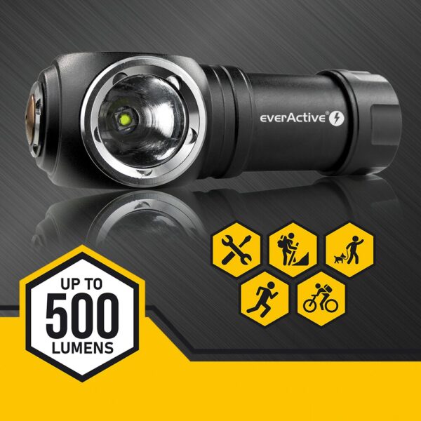 Ładowalna latarka ręczna/czołowa LED everActive FL-55R Dripple
