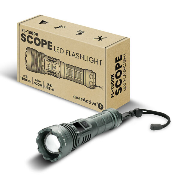 Ładowalna latarka ręczna LED everActive FL-1500R Scope 1500lm