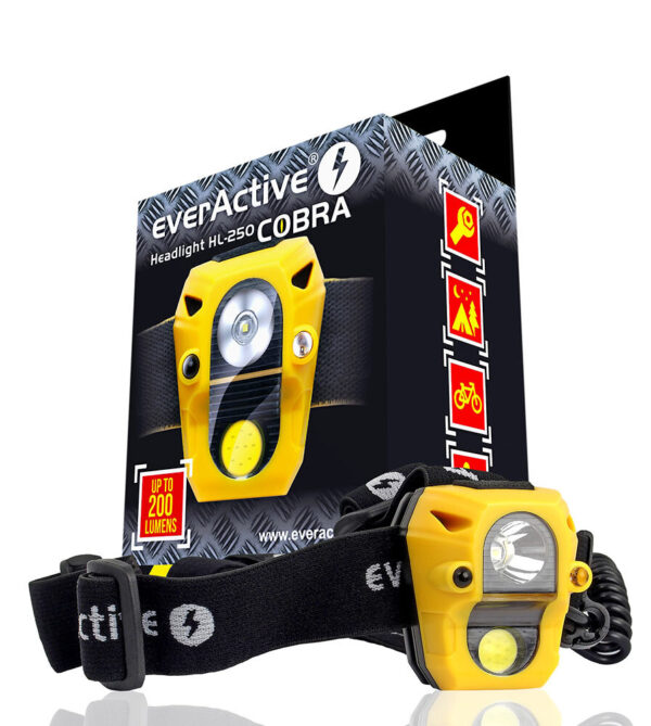 Latarka czołowa everActive Cobra HL-250 2xLED SENSOR